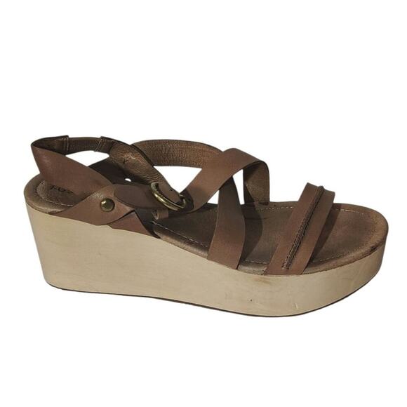 Fossil Wedge Sandal Brown Women's Size 10 - Picture 1 of 5